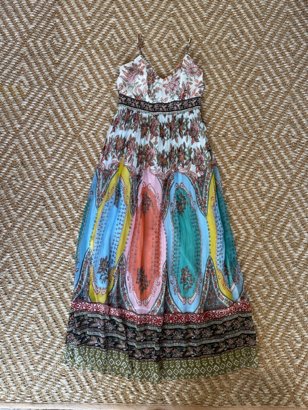 Anthropologie Multicolor Paisley-Panel Maxi Dress